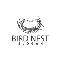 Bird Nest Logo, Bird House Shelter Vector, Modern Line Design Minimalist Style, Symbol Template Icon