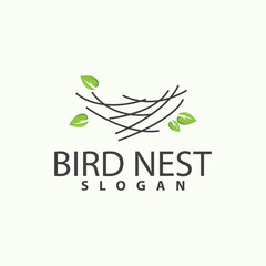 Bird Nest Logo, Bird House Shelter Vector, Modern Line Design Minimalist Style, Symbol Template Icon