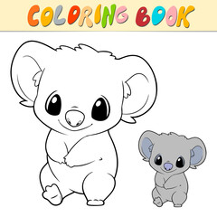 Obraz na płótnie Canvas Koala coloring book or page for kids. Cute Koala black and white vector illustration