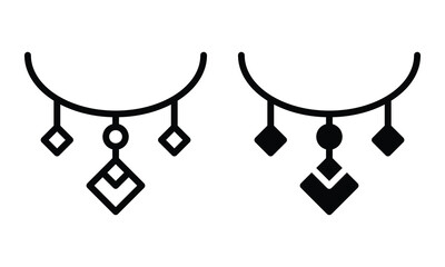 Necklace icon with outline and glyph style.