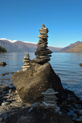 Stack of stones, Lake Wakatipu, Queenstown