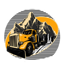 big monster truck over mountains illustration © MozaikWorld