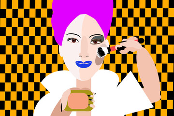 This girl is putting on makeup.