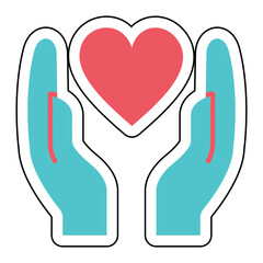 Sticker LOVE AND CARING design vector icon design vector line icon svg