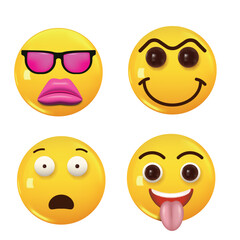 Set of 3d icon yellow color smile emoji. Set Icon Smile Emoji. Vector