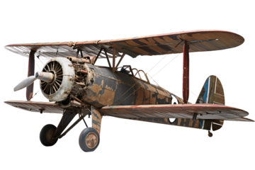 vintage biplane isolated on white