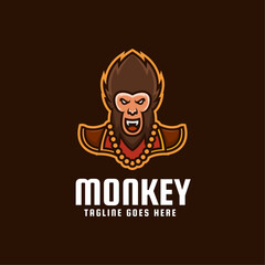 Vector Logo Illustration Monkey E- Sport and Sport Style.