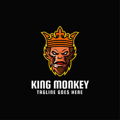 Vector Logo Illustration King Monkey E- Sport and Sport Style.