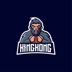 Vector Logo Illustration King Kong E- Sport and Sport Style.
