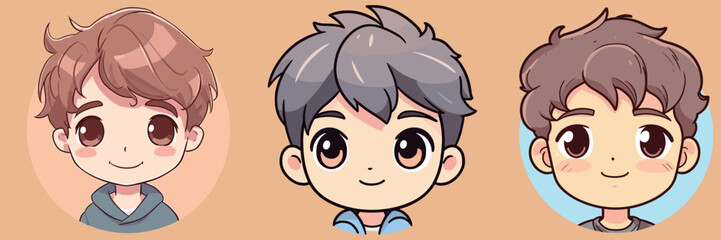 Cute boy cartoon avatar vector illustration