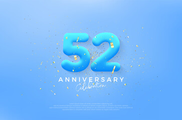 Simple and modern 52nd anniversary, birthday celebration vector background. Premium vector for poster, banner, celebration greeting.