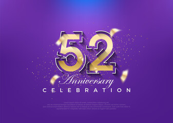 Gold number 52nd anniversary. premium vector design. Premium vector for poster, banner, celebration greeting.