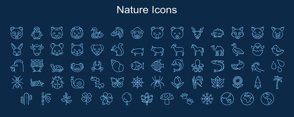 Nature and animal icon set. Set of vector line icons of business in agriculture for modern concepts, web and apps.