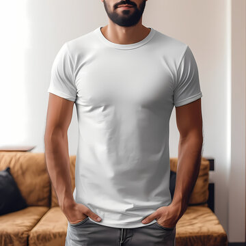 Men Wearing White T-shirt For Mockup Illustration