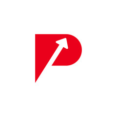 Initial P Logo. letter p with with arrow for Business and logistic Logos, Flat Vector Logo Design Template, vector illustration - obrazy, fototapety, plakaty