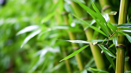 bamboo trees with bright green leaves. Generative Ai