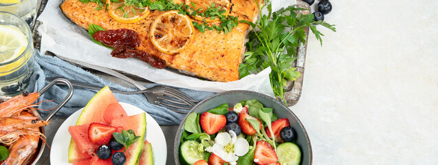 Concept of healthy summer lunch or dinner.