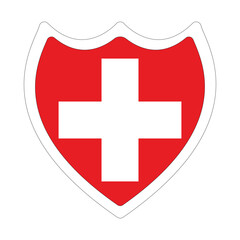 Flag of Switzerland in shape. Swiss flag in shape