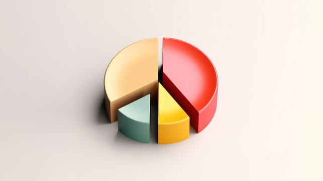 Pie chart 3D illustration isolated on white background. Generative AI.