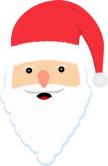 Christmas Santa faces element with cute eyes. Santa faces collection on a snow falling background. Christmas Santa Claus face sticker collection with beard, mustache, and winter hats.
