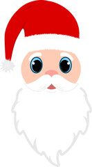 Christmas Santa faces element with cute eyes. Santa faces collection on a snow falling background. Christmas Santa Claus face sticker collection with beard, mustache, and winter hats.