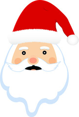 Christmas Santa faces element with cute eyes. Santa faces collection on a snow falling background. Christmas Santa Claus face sticker collection with beard, mustache, and winter hats.