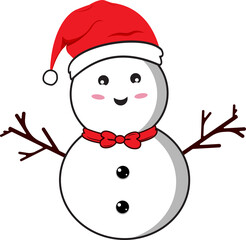 Christmas snowman set with smiling faces and hats. Flat snowman collection on a blue background. Christmas snowman flat design with tree branches, buttons, bow tie, neck scarf, and carrot noses.