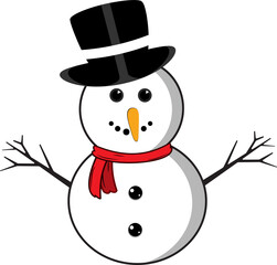 Christmas snowman set with smiling faces and hats. Flat snowman collection on a blue background. Christmas snowman flat design with tree branches, buttons, bow tie, neck scarf, and carrot noses.