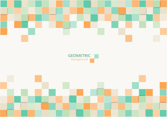 Geometric abstract background. Design elements with pastel colors and square shapes. Copy space for text. Vector Illustration.