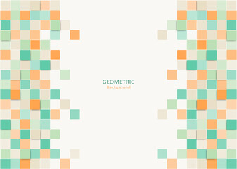 Geometric abstract background. Design elements with pastel colors and square shapes. Copy space for text. Vector Illustration.