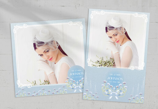 Blue Christian Wedding Photo Card Layout