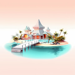 Beautiful Maldives Landscape Illustration