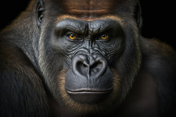 Obraz premium Close portrait adult gorilla, Generative AI