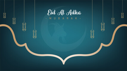 Amazing Modern minimalist design of banner poster for Eid al-Adha celebration for Muslims