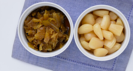 らっきょう漬けと福神漬け、カレーの付合せ