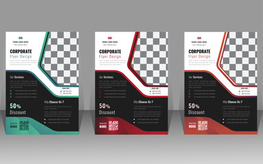 modern orange and black design template for poster flyer  environment design. Corporate business flyer template design set with green, orange, red and yellow color.