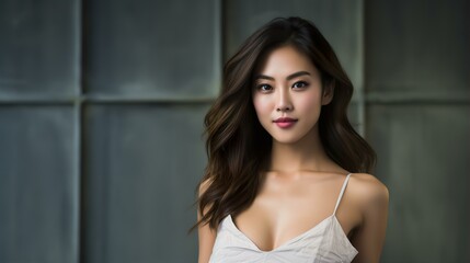 Fototapeta premium キャミソール・下着を着る美人な女性・女優・タレント・グラビアアイドル（Generative AI） 