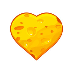 Heart Suit Symbol in cheese texture. Cartoon spades icon.