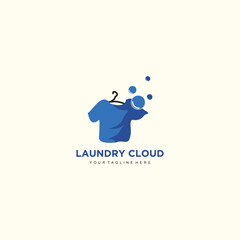 Laundry logo design with cloud concept 