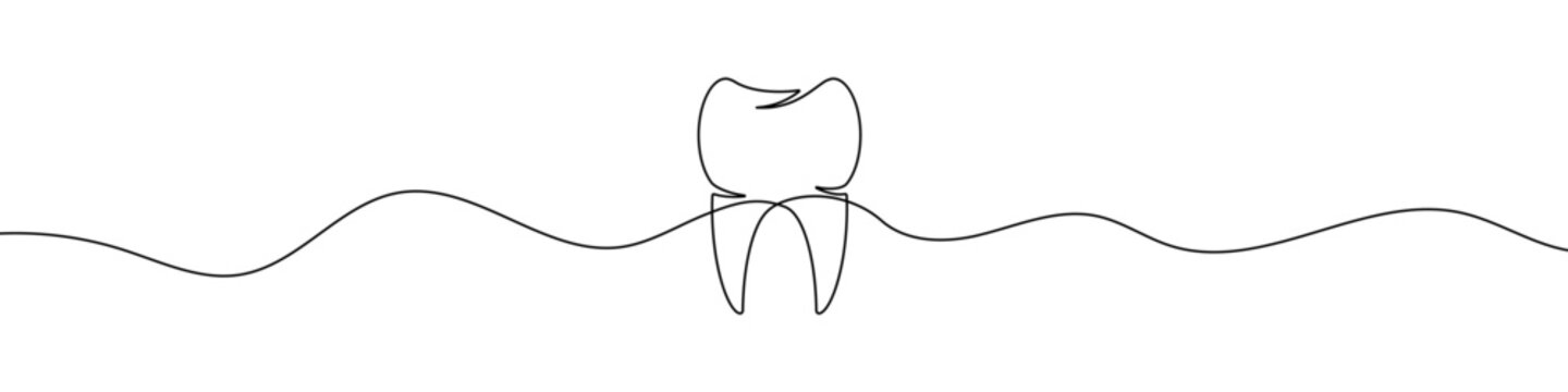recommend clip art: Tooth icon in continuous line drawing style. Line art of tooth icon.