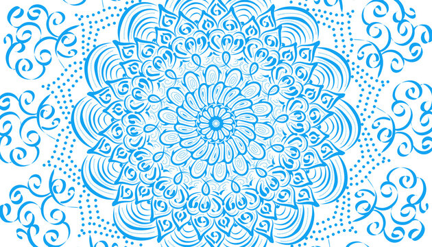 Illustration of blue mandala motif decoration