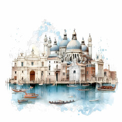 Fototapeta na wymiar Venice Landscape Illustration. Generative AI