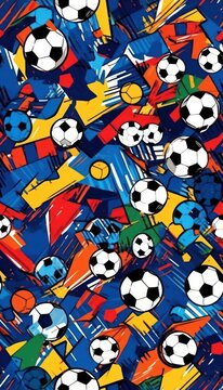 Doodle Soccer Art Pattern, Fashion Textile, Sport clothes, Street Art Graffiti Style. Generative Ai