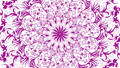 Illustration of purple mandala motif decoration. Perfect for background posters, banners, advertisements, websites, book covers