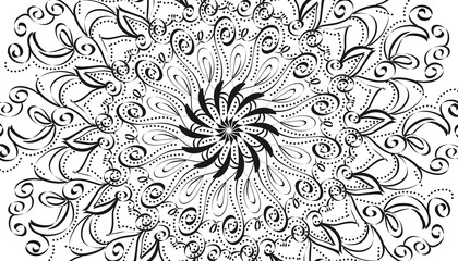 Black mandala motif decoration illustration