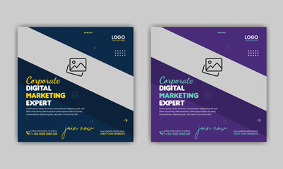 Digital square banner template design, social media business marketing post design