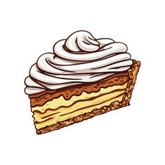 Sweet Delicious Banoffee Pie Slice Sticker Hand Drawn Concept