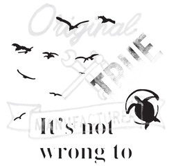 print pattern consisting of text and birds