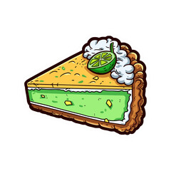 Key Lime Pie Hand Drawn Sticker Sweet And Delicious With Lime Topping On Top