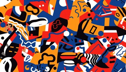Doodle Art Seamless Pattern, Fashion Textile, Sport clothes, Street Art Graffiti Style Background. Generative Ai